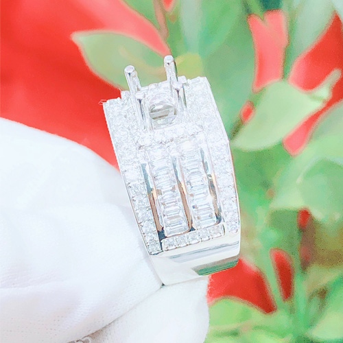 Vỏ nhẫn kim cương nam vàng trắng 18k VN 0050 tinh xảo