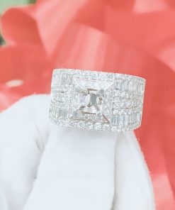 Vỏ nhẫn kim cương nam vàng trắng 18k VN 0054 sang trọng