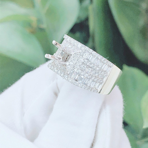 Vỏ nhẫn kim cương nam vàng trắng 18k VN 0054 tinh xảo