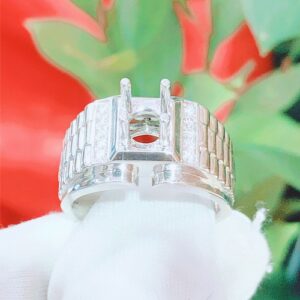 Vỏ nhẫn kim cương nam vàng trắng 18k VN 0057 sang trọng