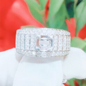 Vỏ nhẫn kim cương nam vàng trắng 18k VN 0058 tinh xảo