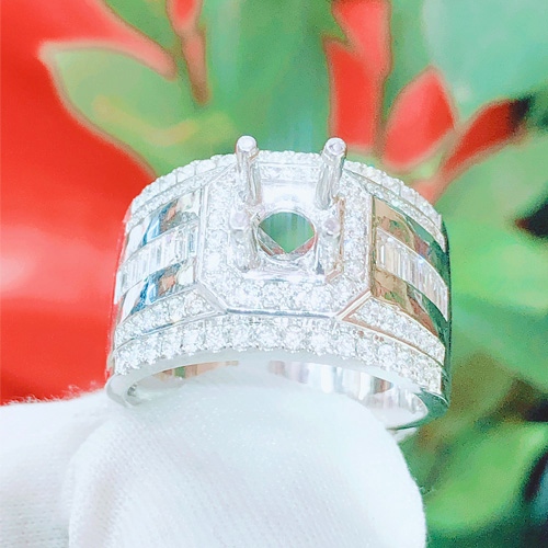 Vỏ nhẫn kim cương nam vàng trắng 18k VN 0059 GIA