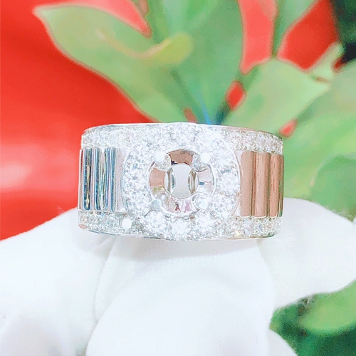 Vỏ nhẫn kim cương nam vàng trắng 18k VN 0060 sang trọng