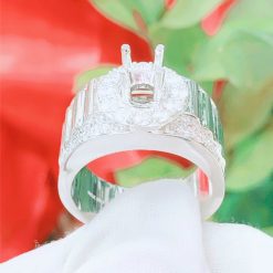 Vỏ nhẫn kim cương nam vàng trắng 18k VN 0060 tinh xảo