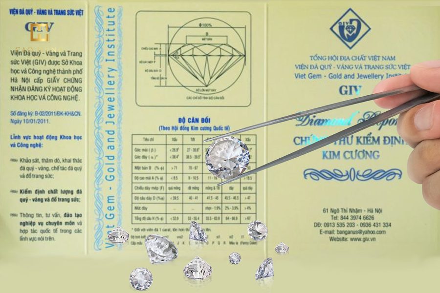 Cách đọc giấy kiểm định kim cương hột xoàn GIV
