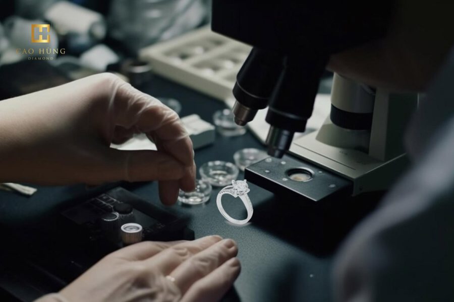 Kiểm tra kim cương bằng kính hiển vi