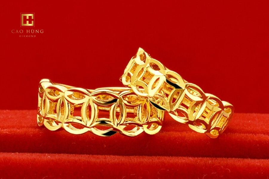 Nhẫn cưới vàng 18k dưới 4 triệu thiết kế kim tiền