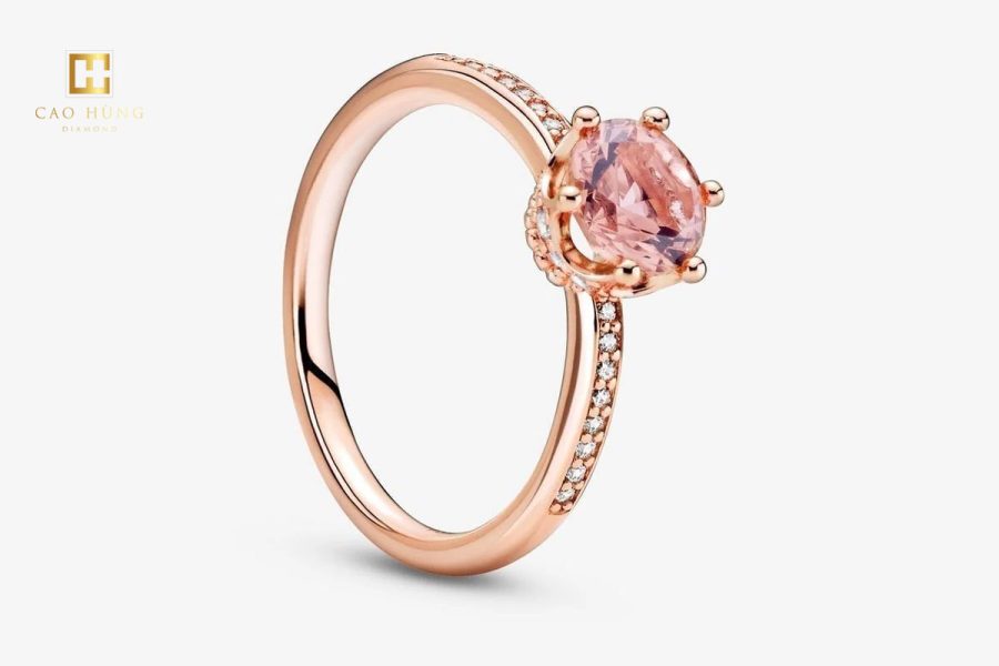 Mẫu nhẫn đính hôn giá dưới 2 triệu Pandora đính đá màu hồng
