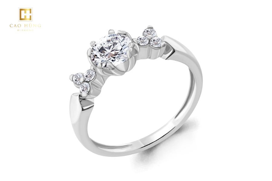 Kiểu nhẫn kim cương dưới 5 triệu vàng trắng 10k đính hạt cầu hôn đẹp và ý nghĩa