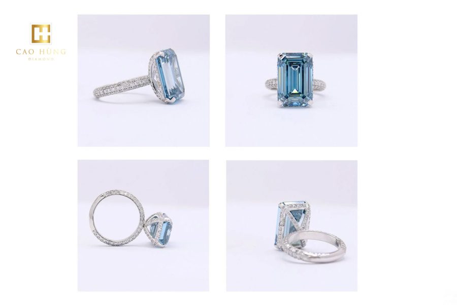 Mẫu nhẫn đính kim cương xanh tinh tế dành cho nữ có giá khoảng 250 triệu