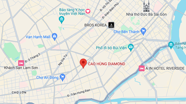 Bản đồ đường đi đến Showroom Cao Hùng Diamond